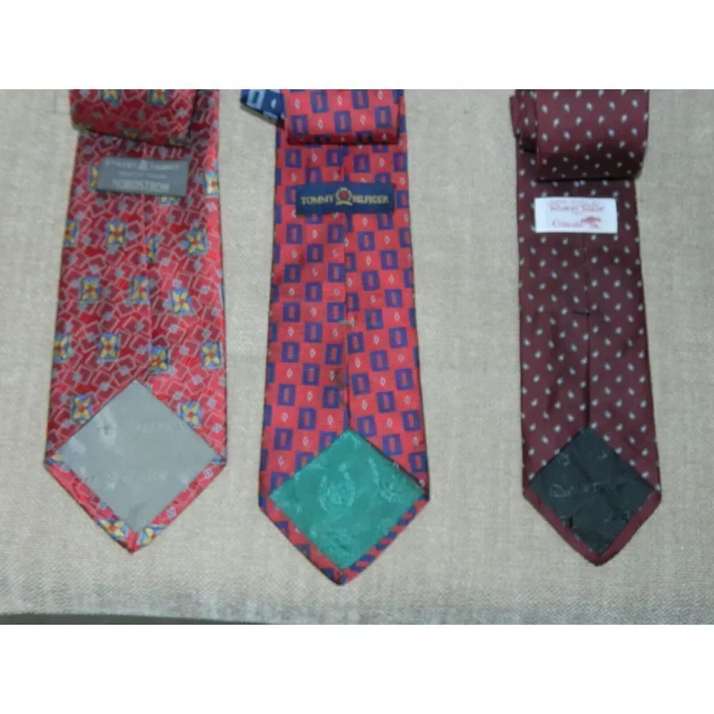 Lot 3 Neckties Robert Talbott Nordstrom Tommy Hilfiger‎ Red Blue Geometric